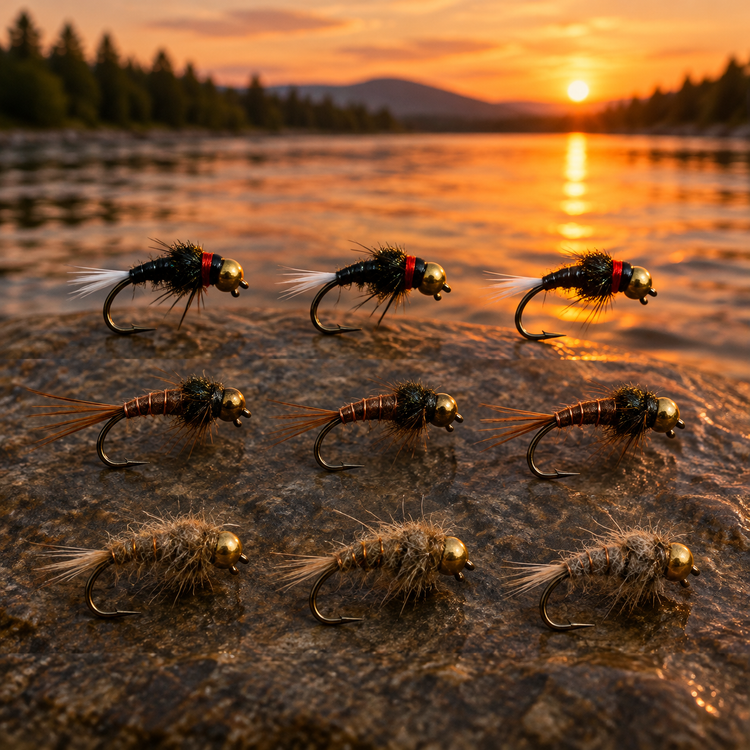 Brass Bead Assorted Nymph Pack 54 Flies $35.99