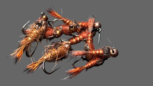 12 Tungsten Bead Brown Hares Ears